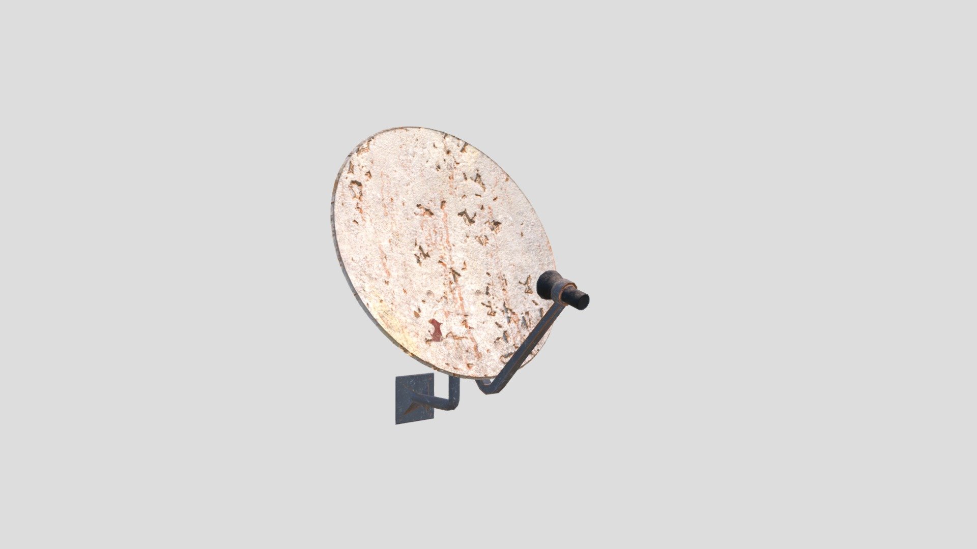 Low Poly Rusty white satellite dish. ZIP archive contains Initial Blender File,  exported fbx model, 2K texture set 3d model