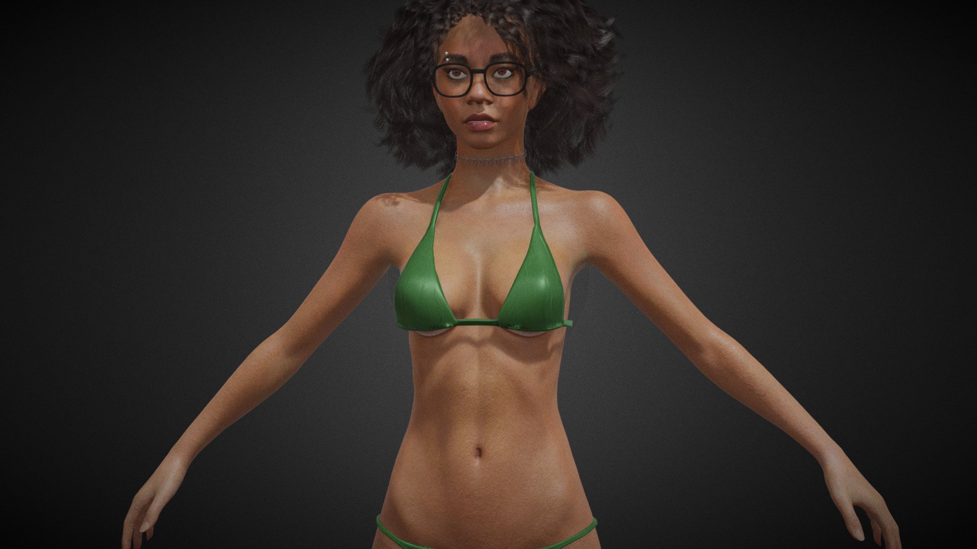 Swimsuit  Female Girl 3D model. Basic animation loop.  Model in Blender file. Body Fully rigged, face basic rig. SSS subsurface scattering. mixamo bone names for animation. Blend file format. (you can export to any format from blender).  Bikini Girl #30 - Bikini Girl 30 - Buy Royalty Free 3D model by Cg Stuff (@bokeh) 3d model