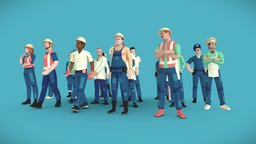 Low Poly 3D Professional People Rigged Pack