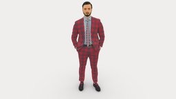 man in red gray quads suit 1066