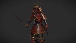 Red Samurai Armor armor, samurai, japanese-culture, samuraiarmor, pbr, gameart, gameasset