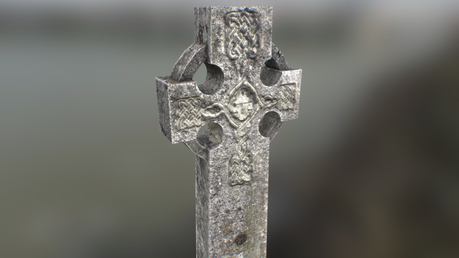 Low poly celtic cross with relief 3d model