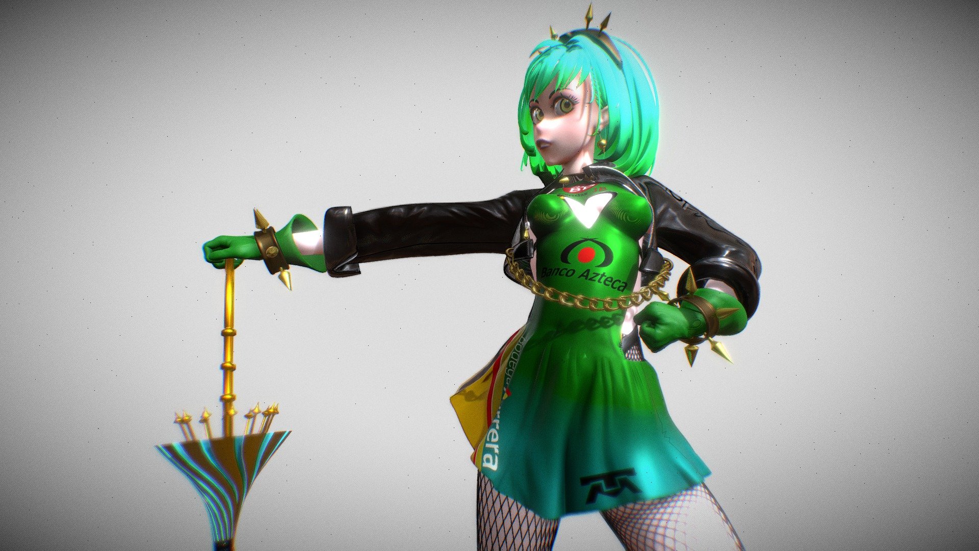 a special model that I will upload to the inauguration of my patreon. thanks to everyone who supported me¡¡¡ - Green Racing Queen (Original Character) - 3D model by Genshi Studio (@genshi-studio) 3d model