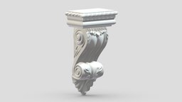 Scroll Corbel 45 stl, room, printing, set, element, luxury, console, architectural, detail, column, module, pack, ornament, molding, cornice, carving, classic, decorative, bracket, capital, decor, print, printable, baroque, classical, kitbash, pearlworks, architecture, 3d, house, decoration, interior, wall, pearlwork