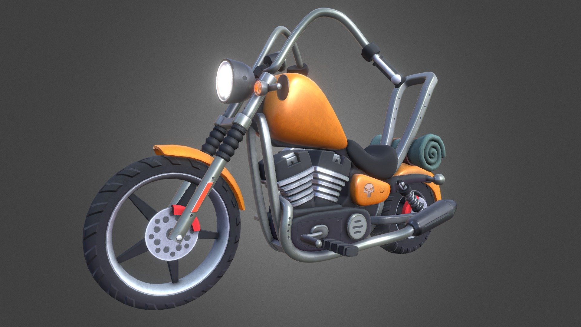 My first try making a vehicle - Cartoon Chopper - 3D model by Thomas Nalevaiko (@thomasnalevaiko) 3d model