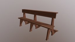 Church Bench bench, furniture, sacral, church-bench, lowpoly, church, churchbench