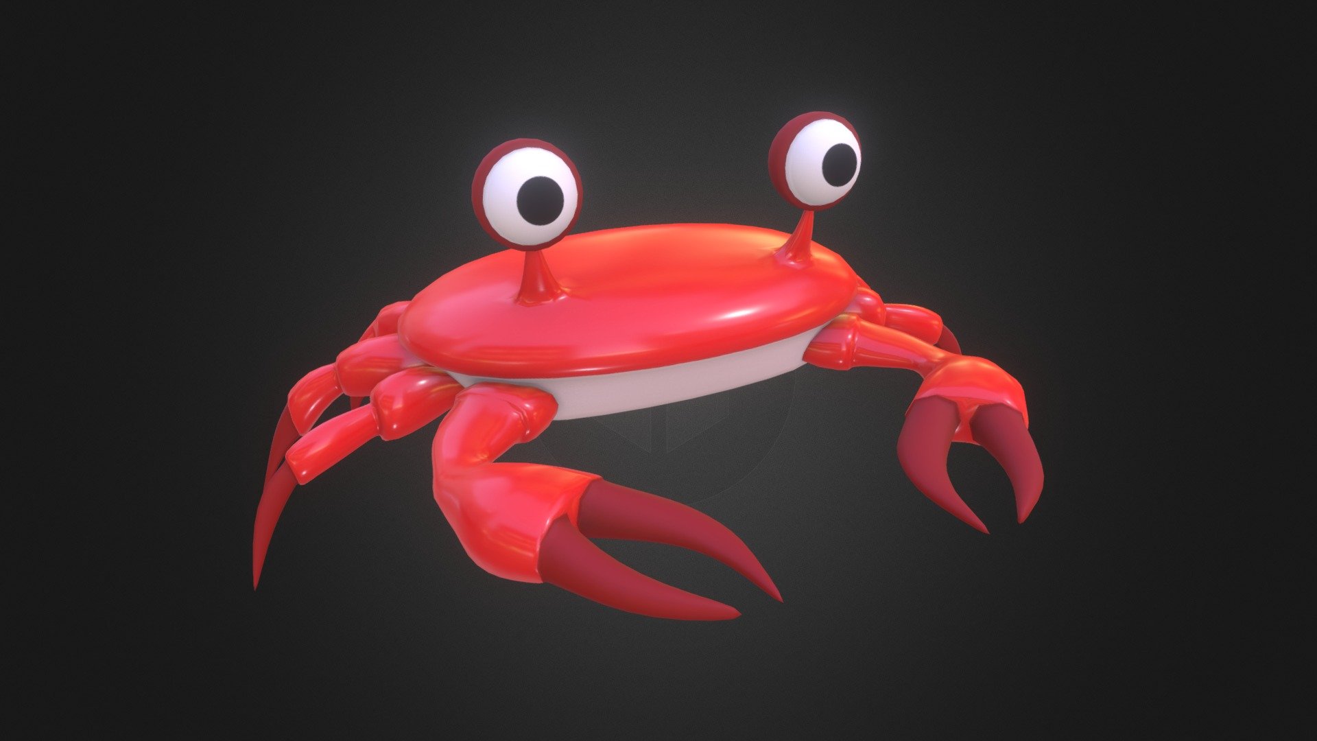 Middle-poly model of cartoon crab for mobile application 3d model