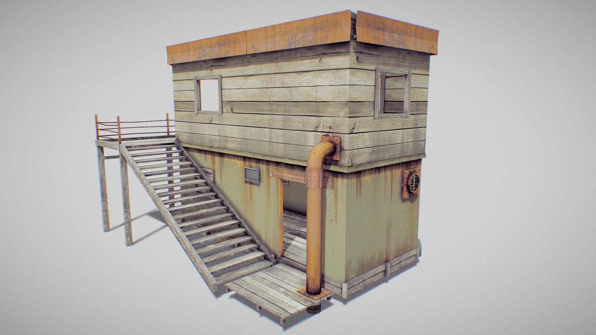 Scene name: Shanty House



Features


Unity3D &amp; Unreal Engine Compatibled

(PBR) low poly count and baked textures

This model often fits desert scenes





Model Info


All Texture Size - 4096 x 4096 px 3x





Used Softwares


Modeling: Blender

Texturing and Baking: Blender





FREE FOR YOU | Download Now | +Comment - Shanty | House | Building | Enterable - Download Free 3D model by YadroGames 3d model