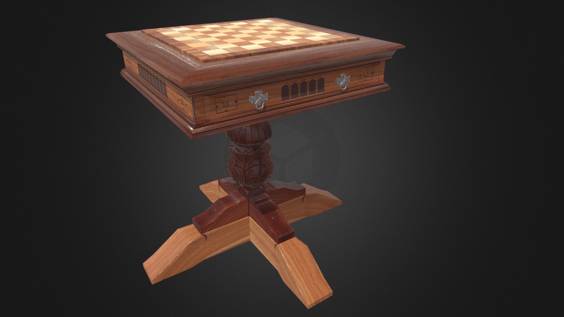 I made this chess table in a realistic style 3d model