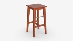 Wooden bar stool bar, room, stool, wooden, cafe, high, restaurant, comfortable, seat, classic, brown, furniture, sit, step, 3d, pbr, chair, home, wood, interior