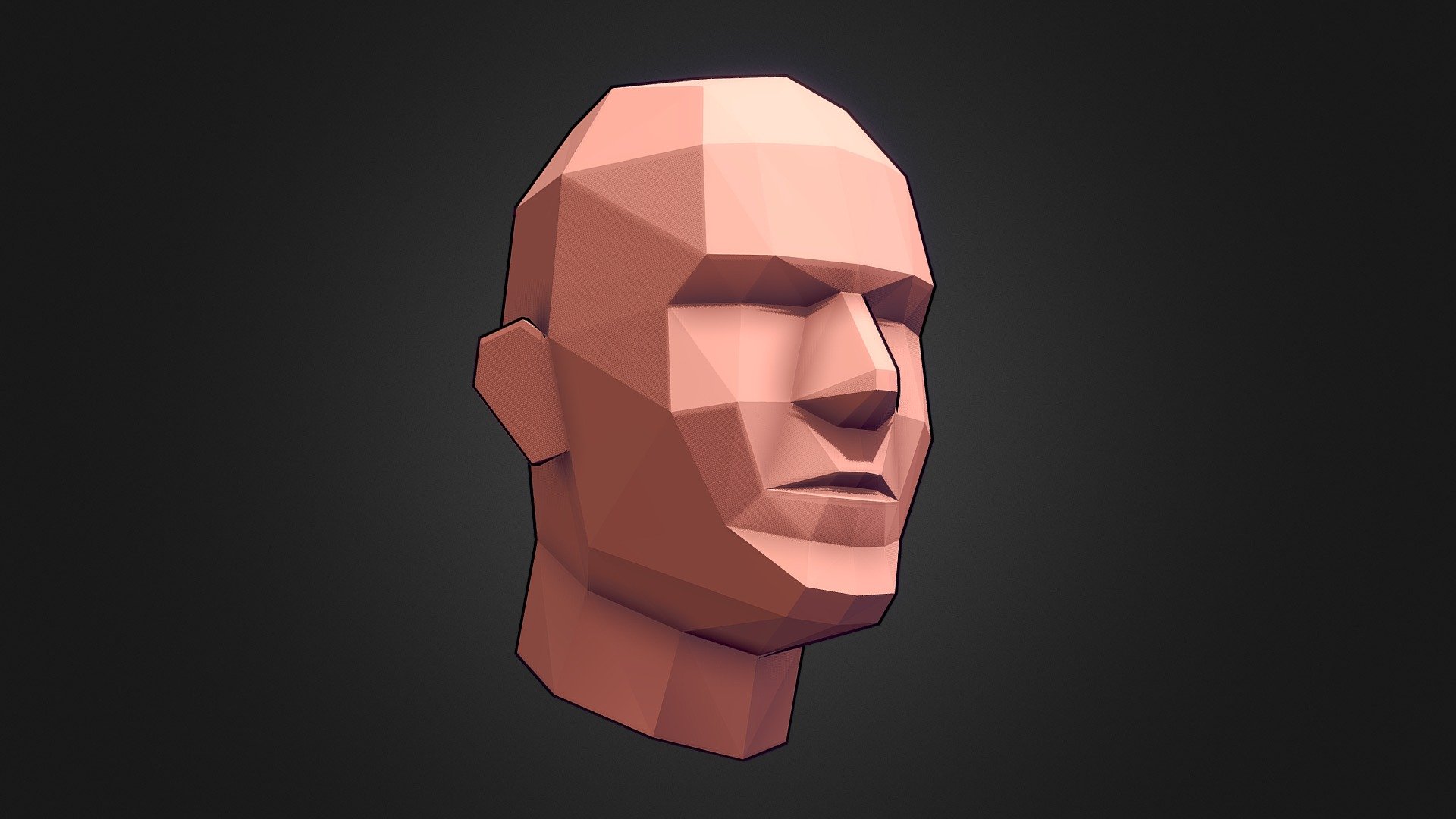 .FBX File: 


1. head_mesh - 238 triangles, and has mirrored UVs.

2. head_outline - used for outline effect in Sketchfab.
 - Male Head II - Buy Royalty Free 3D model by M. Wallace (@walliswahles) 3d model