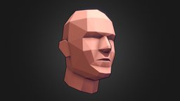 Male Head II face, b3d, head, planesoftheface, character, low-poly, blender, lowpoly, gameart, low, poly