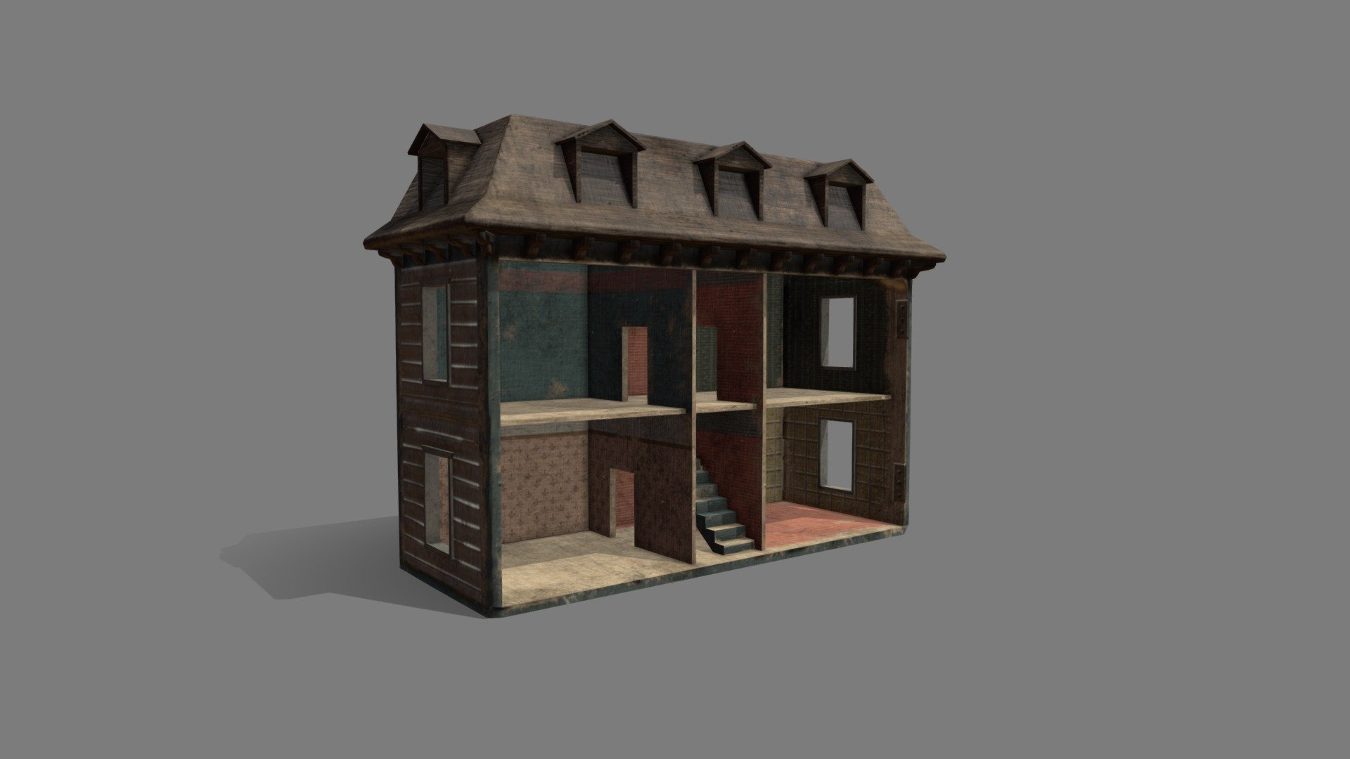 Here is an old and damaged dolls house I recently made for a personal project 3d model