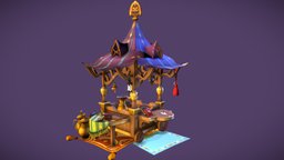 Marquee tent, props, marquee, game-model, hand-painted, stylized, fantasy