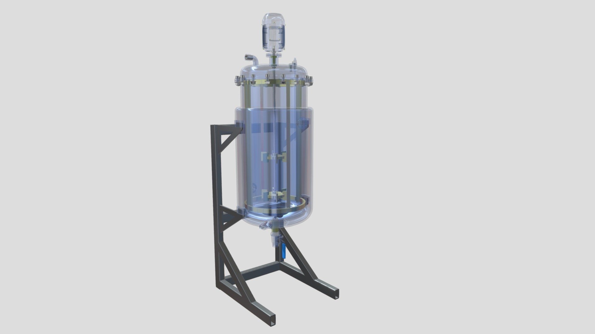 A bioreactor is a type of fermentation vessel used to produce chemicals and biological reactions. It is a closed container with adequate aeration, agitation, temperature, and pH control, as well as a drain or overflow vent to remove the waste biomass and products of cultured microorganisms 3d model