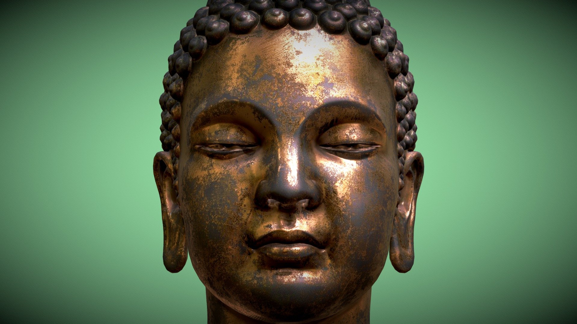 Low poly mesh sculpture with PBR materials created by substance painter - Buddha_gold2 - Buy Royalty Free 3D model by Mark Bai (@bcfbox) 3d model