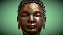 Buddha_gold2 prop, item, vr, substancepainter, substance, game, low, poly