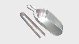 Ice scoop and tongs food, ice, set, scoop, kitchen, cooking, tongs, substancepainter, substance