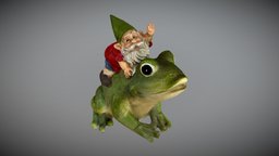 Garden gnome riding a frog