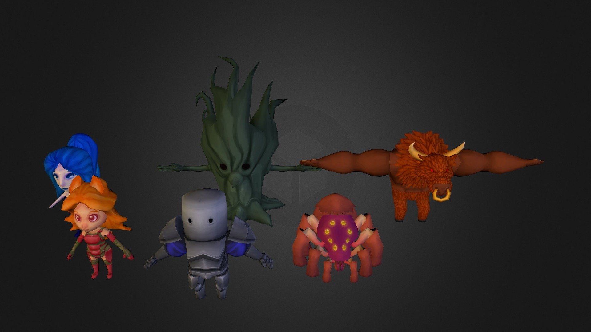 All these models were made with the intent on being used directly in a mobile game. I made every model, with their textures as well as their rigs (which are not featured) - Fantasy Character Pack - 3D model by cpotter 3d model