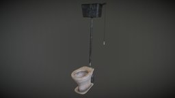 Game Art: Old Chain Toilet bathroom, prop, rusty, old, decayed, toilete, game