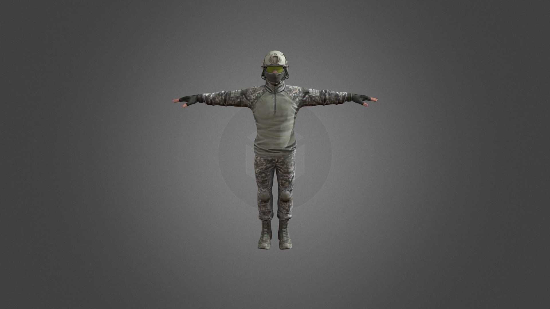 This soldier is a specialist of recognition mission for a game which not be ready soon. Hope you'll like it :)
He often acts with the  heavy soldier 3d model