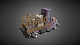 Old Pickup truck, up, cartoony, pickup, 66, antique, dirt, pick, 2k, grunge, old, destroyed, route, 2048x2048, cartoon, animation