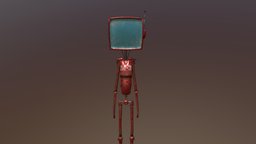 Ancient Red Robot ancient, rusted, old, decayed, blender