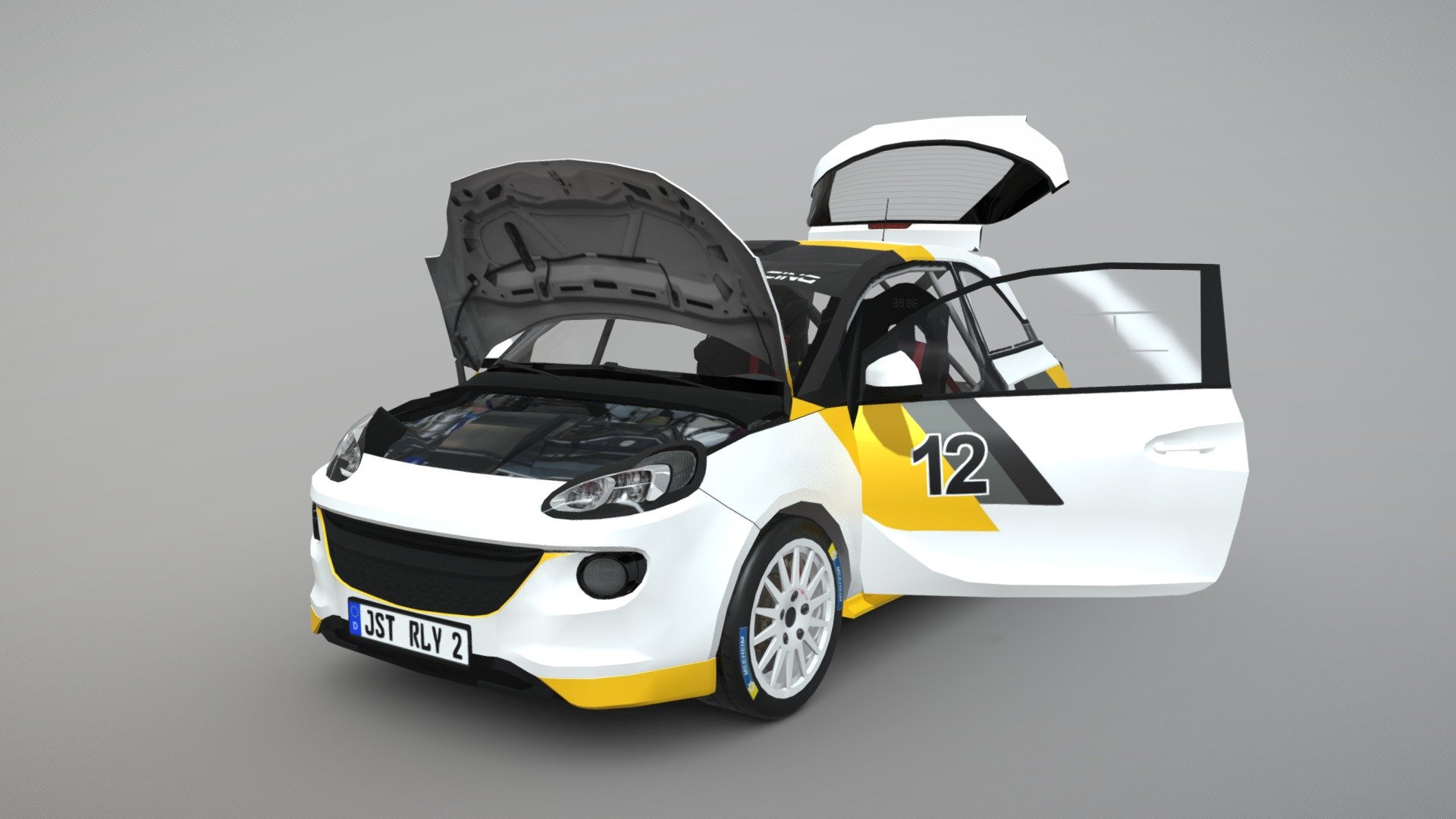 Get it in the Unity Asset Store!
A realistic rally car optimized for a mobile racing game with detailed interiors and single door, paradish, trunk objects to make them open/close or brake&hellip;

-You can find an UV Image and baked shadows to make your own livery designs!:) - Rally Car Pro 5 - 3D model by Massola Racing (@massolaracing) 3d model