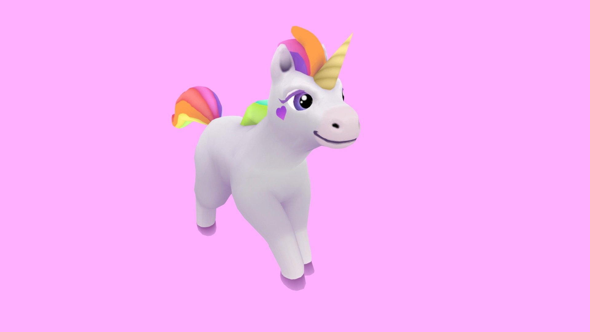 super ultra cute unicorn character optimized for mobiles, handpainted textured, rigged and animated with a simple run animation - Super Cute Unicorn uwu - 3D model by La Cabra Games (@lacabragames) 3d model