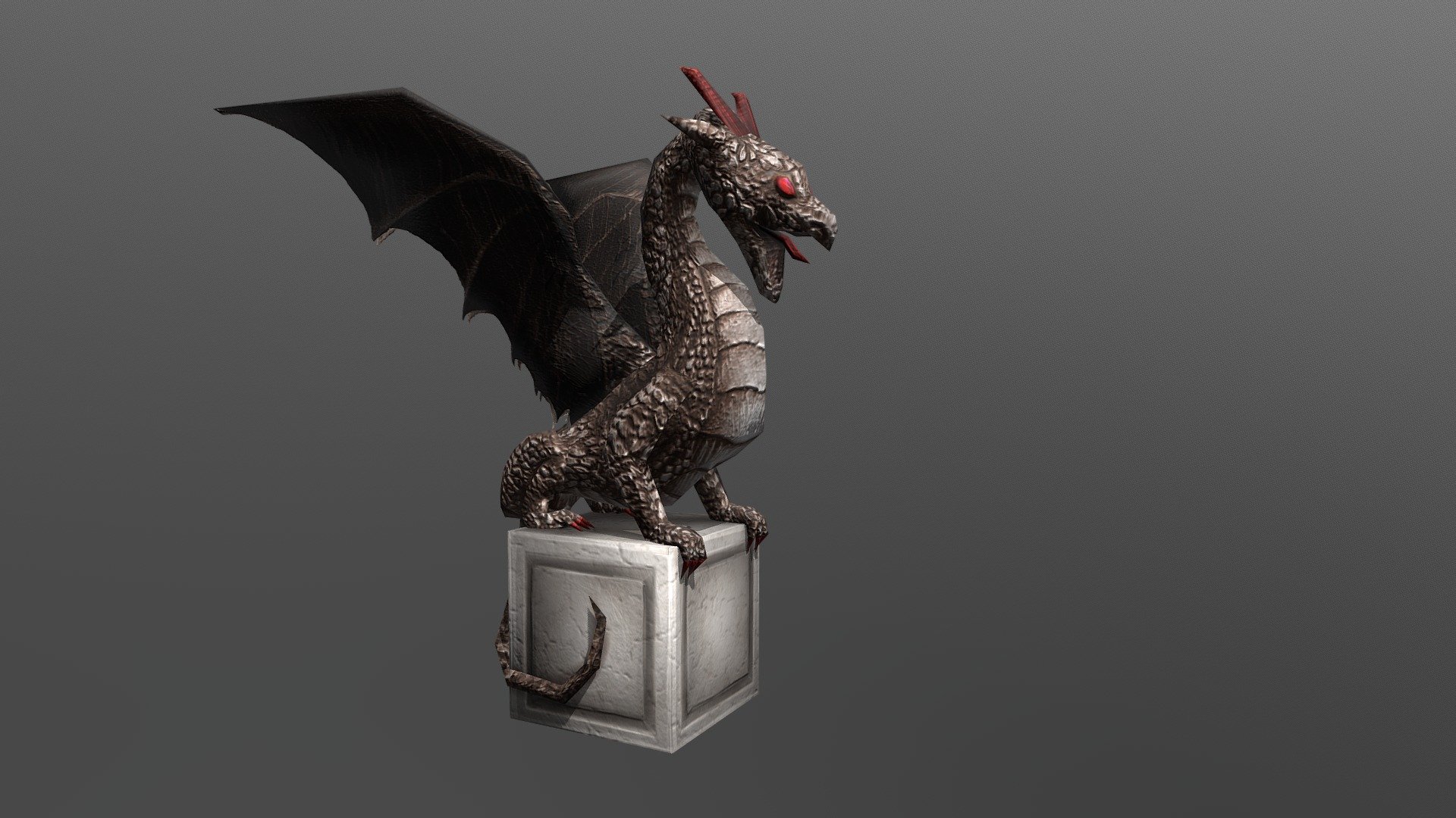 Lowpoly model of a statue of a dragon. I made it kind of simple because it was going to be a breakable object in the game - Dragon Statue - 3D model by Sweetsided 3d model