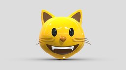 Apple Grinning Cat face, set, apple, messenger, smart, pack, collection, icon, vr, ar, smartphone, android, ios, samsung, phone, print, logo, cellphone, facebook, emoticon, emotion, emoji, chatting, animoji, asset, game, 3d, low, poly, mobile, funny, emojis, memoji
