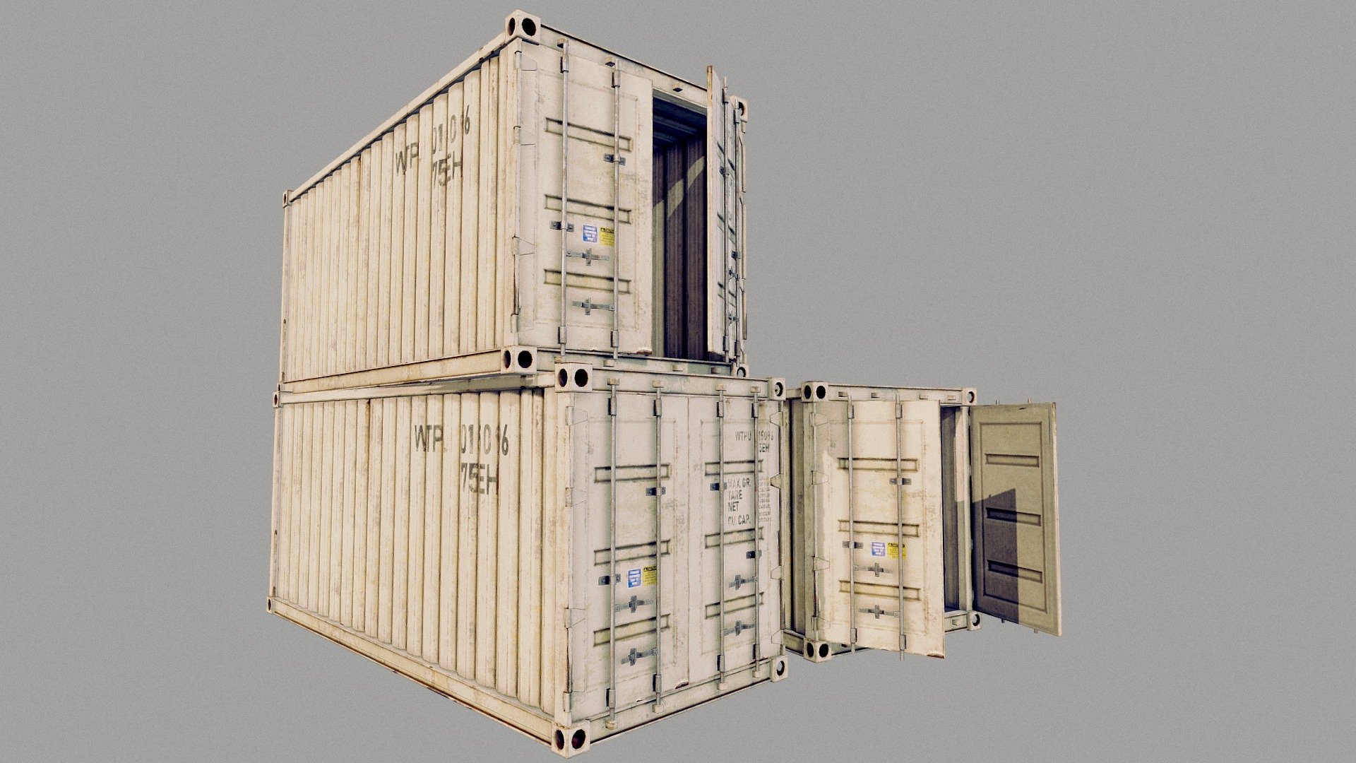 Enterable Shipping Container 02 - PBR

Very Detailed Low Poly Shipping Container with Interior, with High-Quality PBR Textures.

Because several Requests, i have made this new container which have interior.

Stickers and texts are custom made in photoshop.

Doors can be opened

Fits perfect for any PBR game as Environment Decoration etc.

Created with 3DSMAX, Zbrush and Substance Painter.

Standard Textures
Base Color, Metallic, Roughness, Height, AO, Normal, Maps

Unreal 4 Textures
Base Color, Normal, OcclusionRoughnessMetallic

Unity 5/2017 Textures
Albedo, SpecularSmoothness, Normal, and AO Maps

2x4096x4096 TGA Textures

Please Note, this PBR Textures Only. 

Low Poly Triangles 

7454 Tris
4530 Verts

File Formats :

.Max2019
.Max2018
.Max2017
.Max2016
.FBX
.OBJ
.3DS
.DAE - Enterable Shipping Container 02 - PBR - Buy Royalty Free 3D model by GamePoly (@triix3d) 3d model