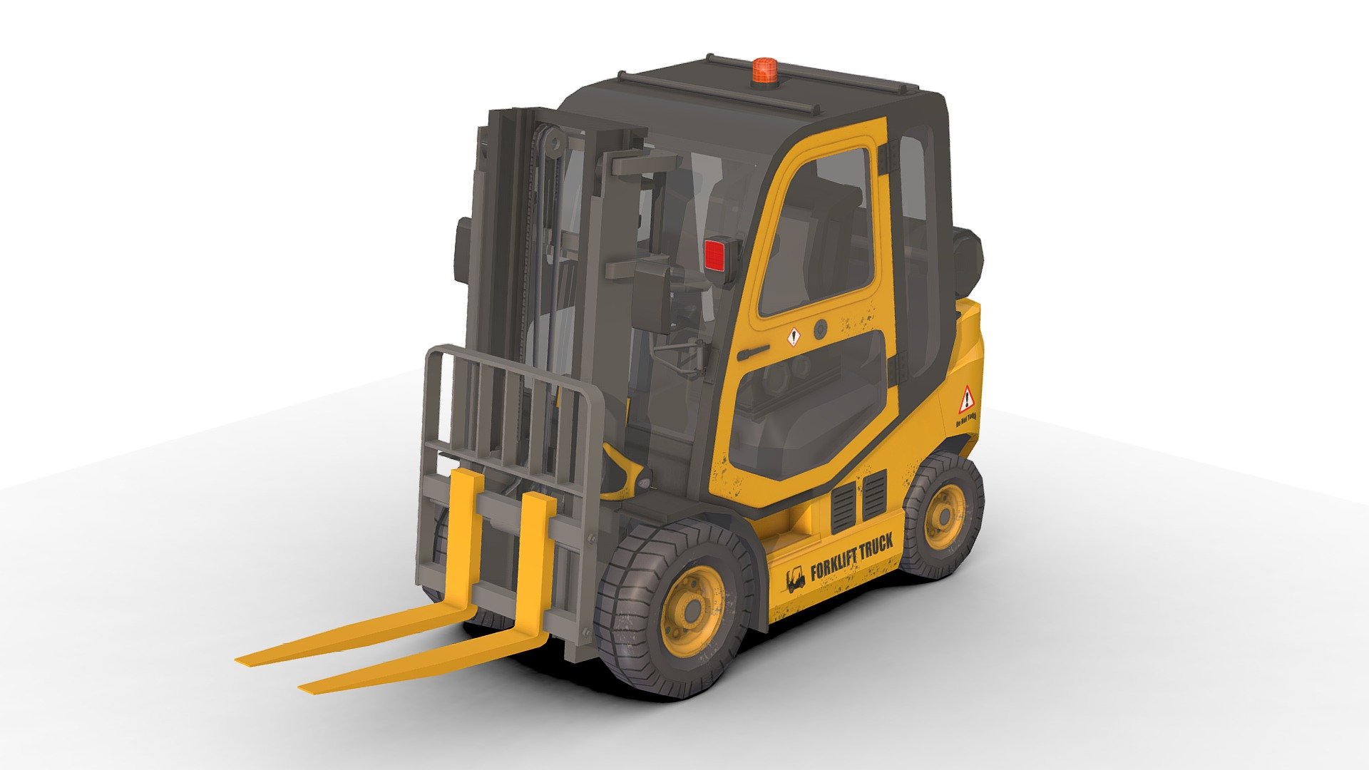 Forklift Truck Low_Poly .

You can use these models in any game and project.

This model is made with order and precision.

Separated parts (bodys . wheels . Steer . Forks ).

Very Low- Poly.

Truck have separate parts.

Average poly count: 10,000 tris.

Texture size: 2048 / 1024 (PNG).

Number of textures: 2.

Number of materials: 3.

Format: Fbx / Obj / 3DMax .

Wait for my new models.. Your friend (Sidra) 3d model