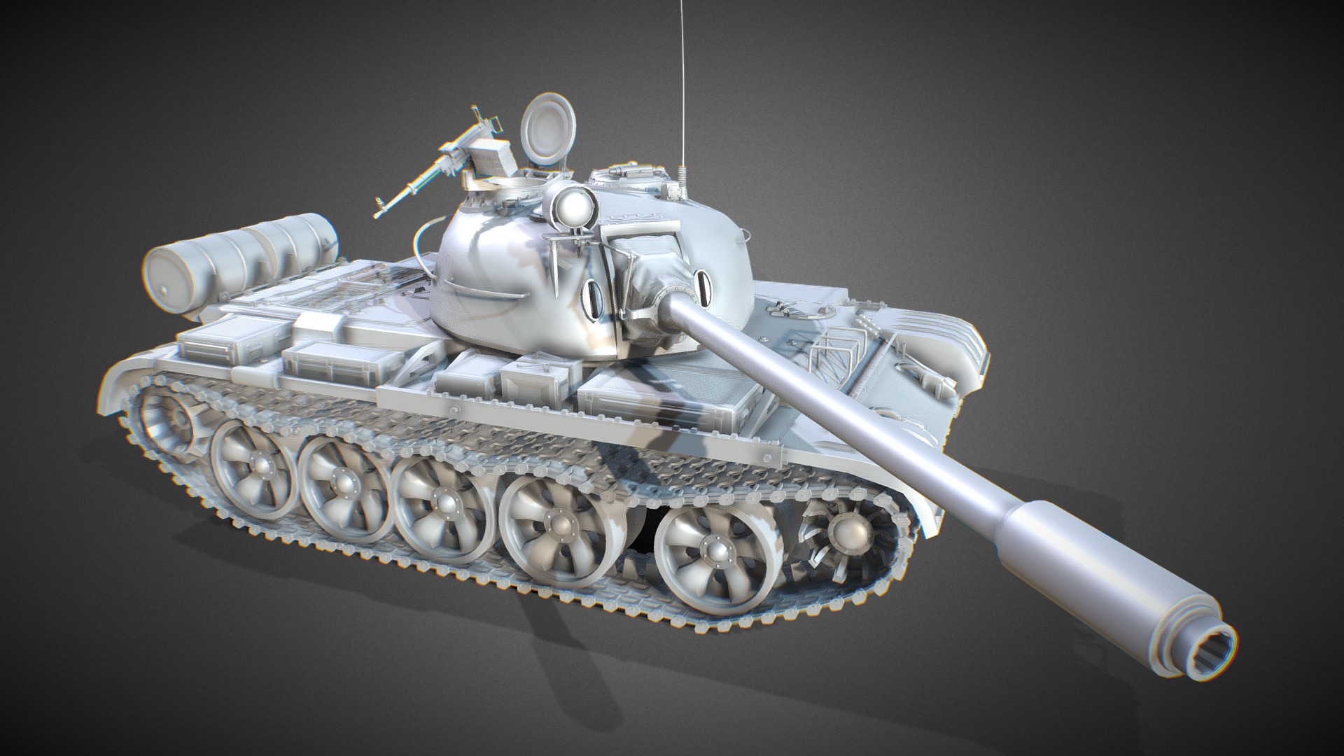 A base model for rending out some keyshot images. Started out as just a blockout but I got a bit carried away, ended up at 185k poly so it shouldn't be too hard to get a low poly out of this model sometime. Made in one day. Also Hurrah for 1st vehicle model.

Have a look at my portfolio :)
www.paulscottdesign.portfoliobox.net/ - Russian T54/55 Tank - 3D model by pasco295 3d model