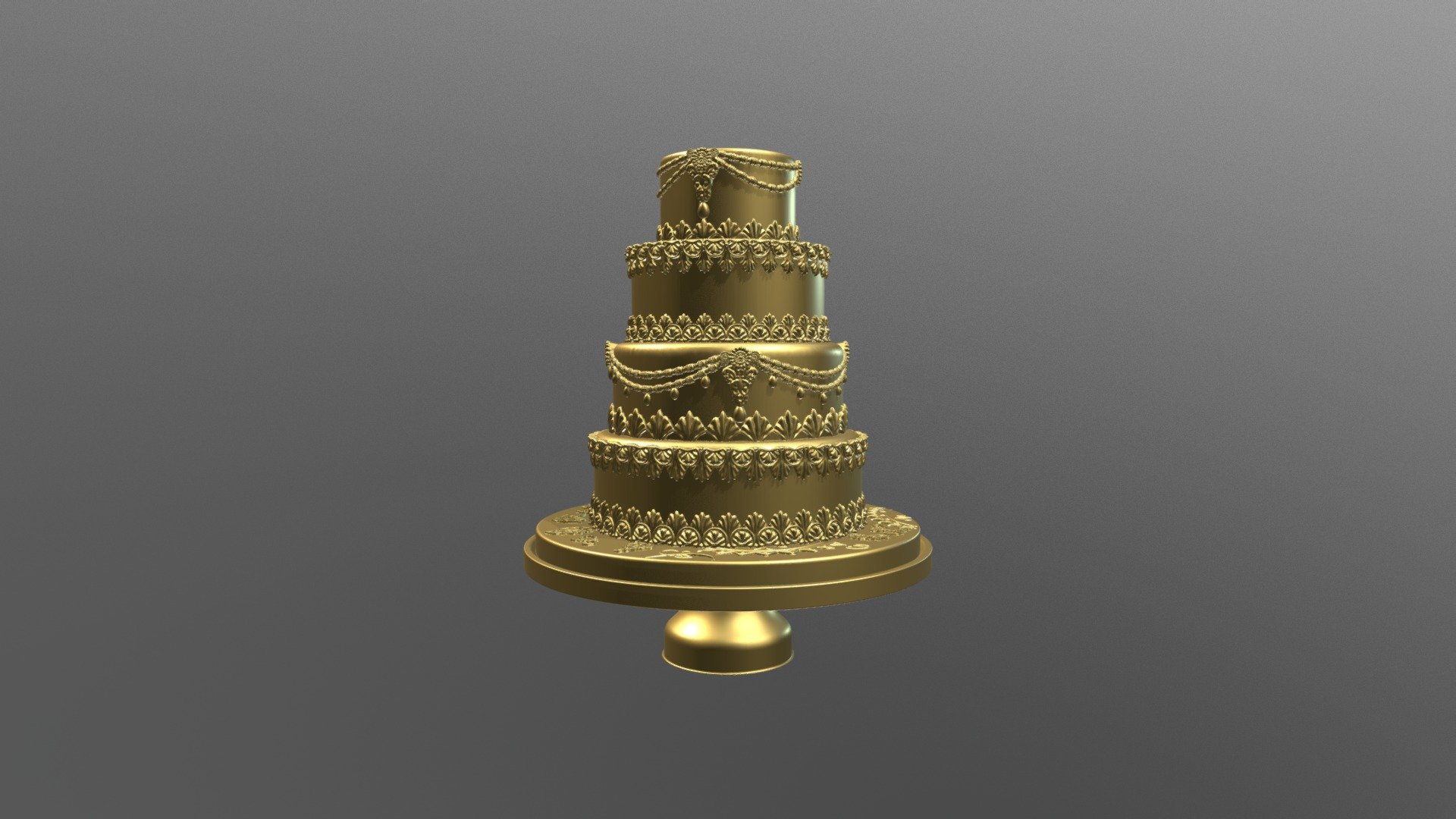 4 tier cake with base and cake stand - The BOSS of CAKES - Buy Royalty Free 3D model by Capture It In 3D (@CaptureMeIn3D) 3d model