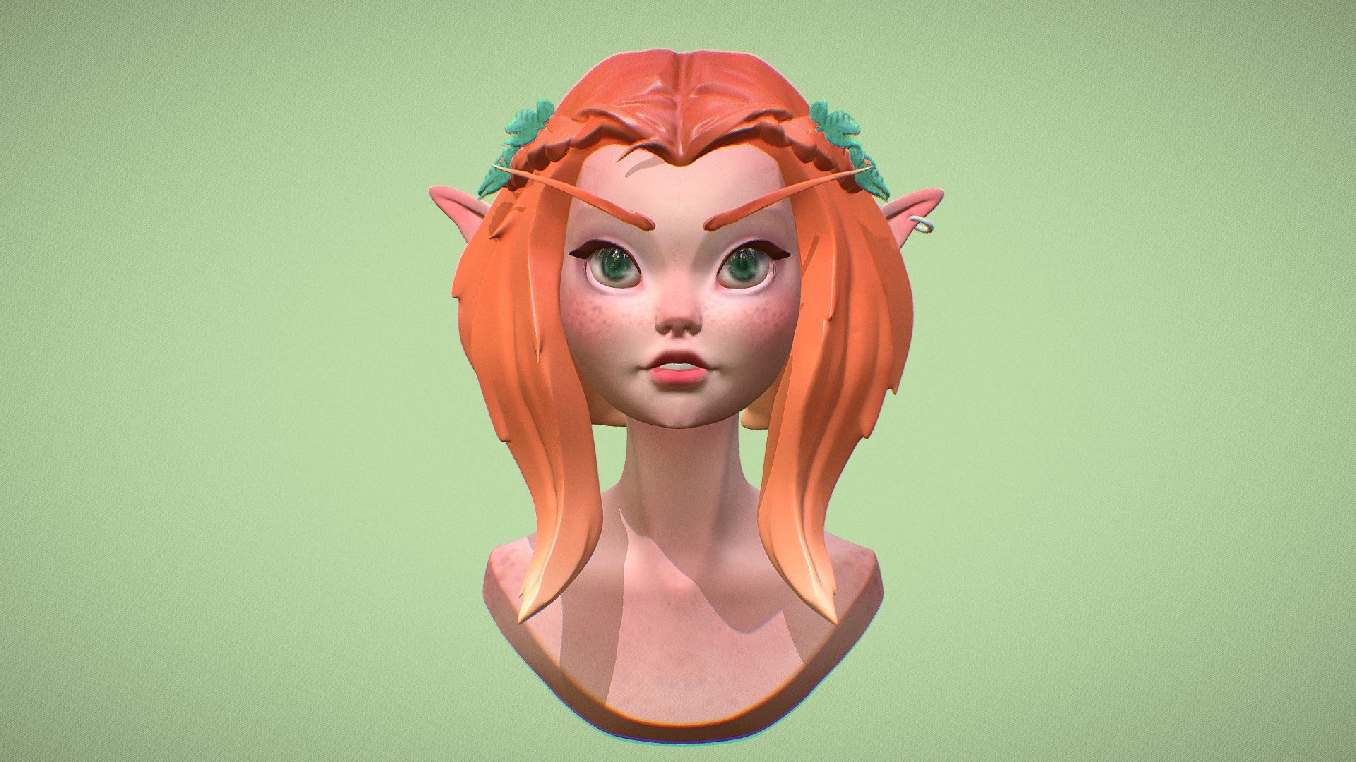 Studying cartoony female features - Ginger elf girl - 3D model by Chrysanthi_Lykousi 3d model