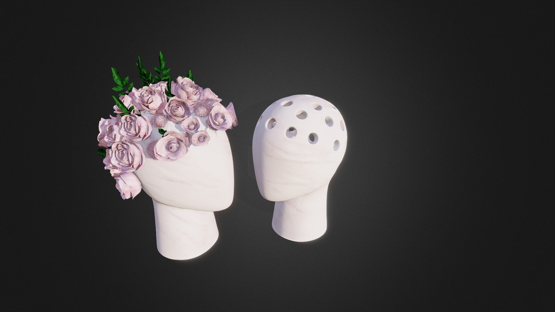 Human Head Shape Flower Vase - 3D model by Manyash 3d model