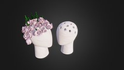 Human Head Shape Flower Vase 3dsmax-3dmodeling, 3dsmax