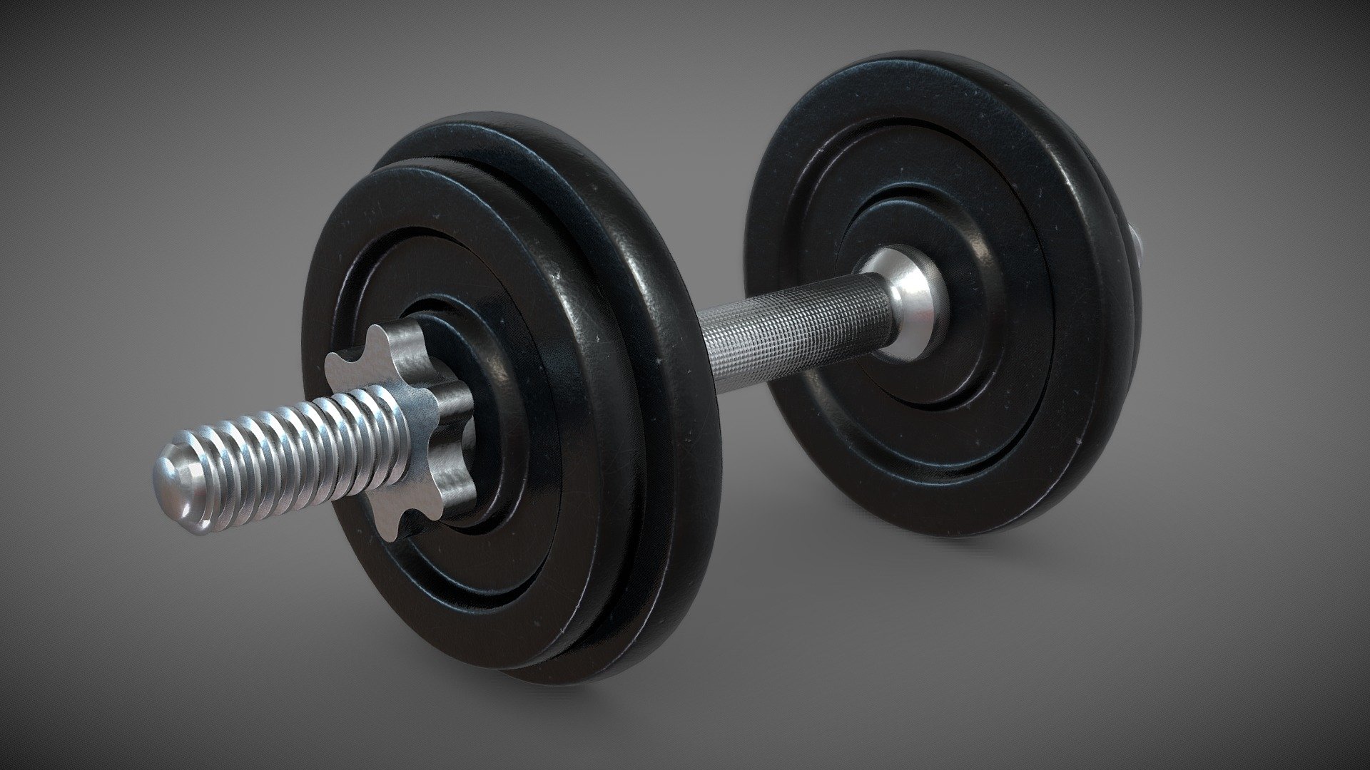 Dumbbell weights 3d model, created with Blender. The materials were originally procedural, but I have baked the materials to texture maps for the sketchfab upload. The textures have been baked to 4K. (4096x4096)

I've created a tutorial on how to make these weights. Check out the tutorial here:  https://youtu.be/MIQ1i-kTWYg

Contents when purchased:


Weights Blender File
Final Render
Scratches Roughness Map
Scratches Normal Map
HDRI Lighting
Procedural Smooth Concrete Project Files

Alternate Version with Baked Textures:


Weights Blender File with Baked Textures
4K Color Map
4K Metallic Map
4K Rougness Map
4K Normal Map
 - Dumbbell Weights - Buy Royalty Free 3D model by Ryan King Art (@ryankingart) 3d model