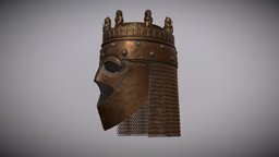 The Crowned Helmet armor, armour, challenge, helm, arthurian, crowned, blender, helmet