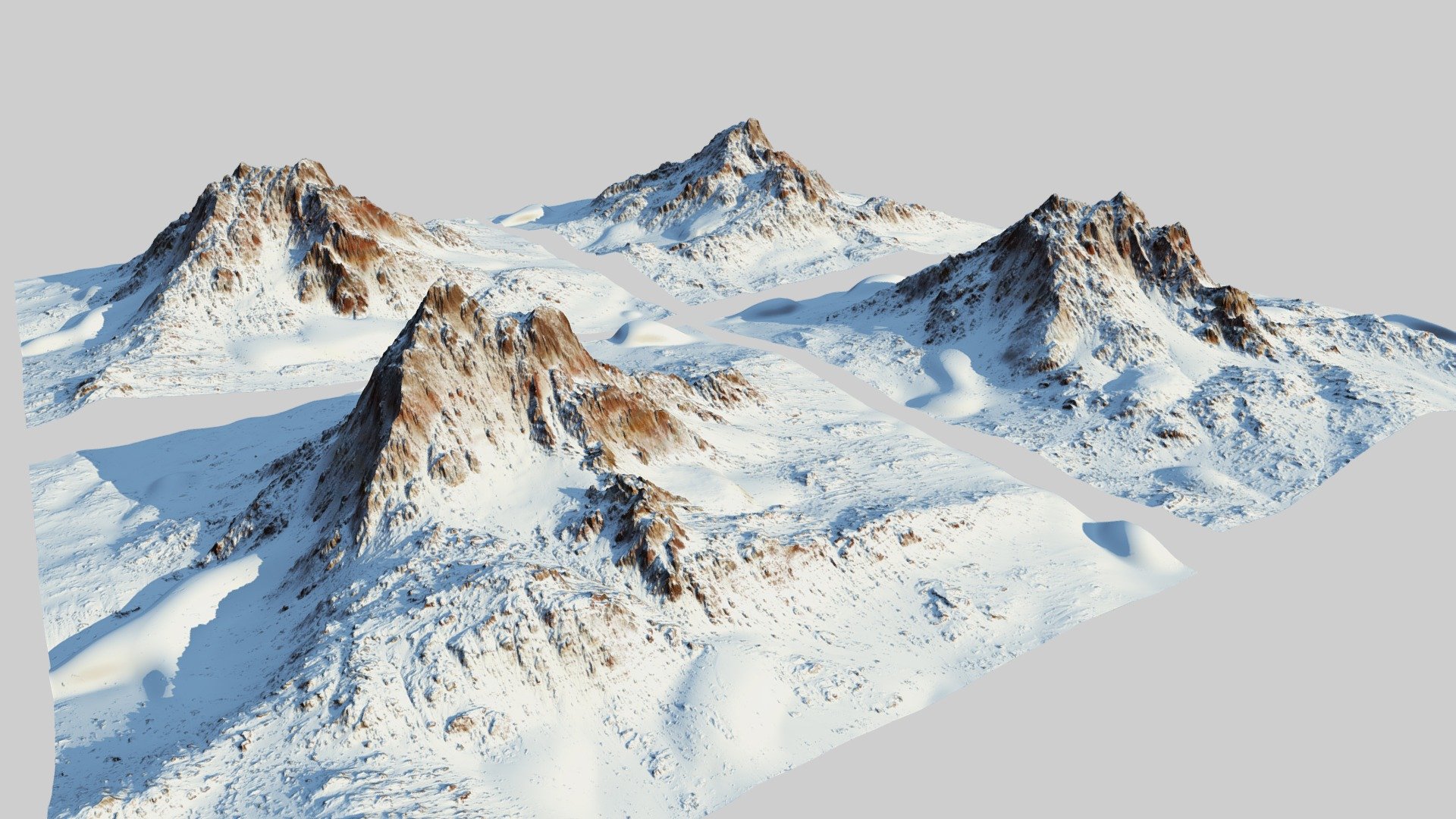 4 Snow mountains 3d models ready for your project!

-4096pix Textures (color/light/normal/height/splat/snow and other) - Snow mountain Pack (World Machine) Type1 - Buy Royalty Free 3D model by gamewarming 3d model