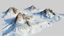 Snow mountain Pack (World Machine) Type1 scene, world, landscape, field, grass, pack, mountain, nature, background, vista, lowpoly, environment