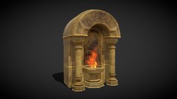 Limestone Ornamented Fire Bowl fireplace, castle, garden, hotel, other, viking, medieval, architectural, ornament, component, cabin, vr, forge, blacksmith, lobby, statue, cooking, lions, various, stone, olonial