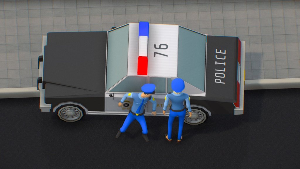Low Polygonal Police Scene 3d model