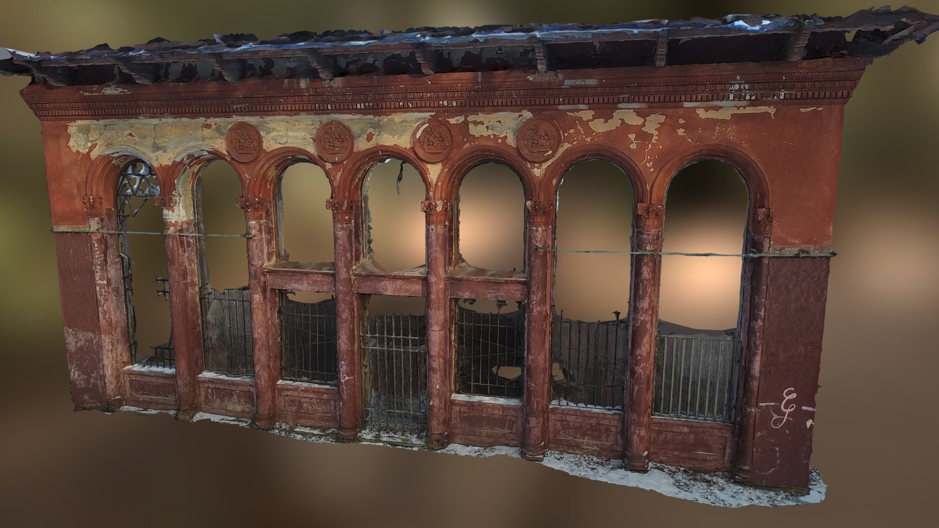 Photogrammetry of the ruins of very old cafe 3d model