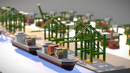 Busy Day At Port CarGo! minimal, cute, cubes, ships, dock, cargo, port, isometric, crane, game-asset, agv, cranes, automated-guided-vehicle, low-poly, asset, game, low, poly, ship, simple