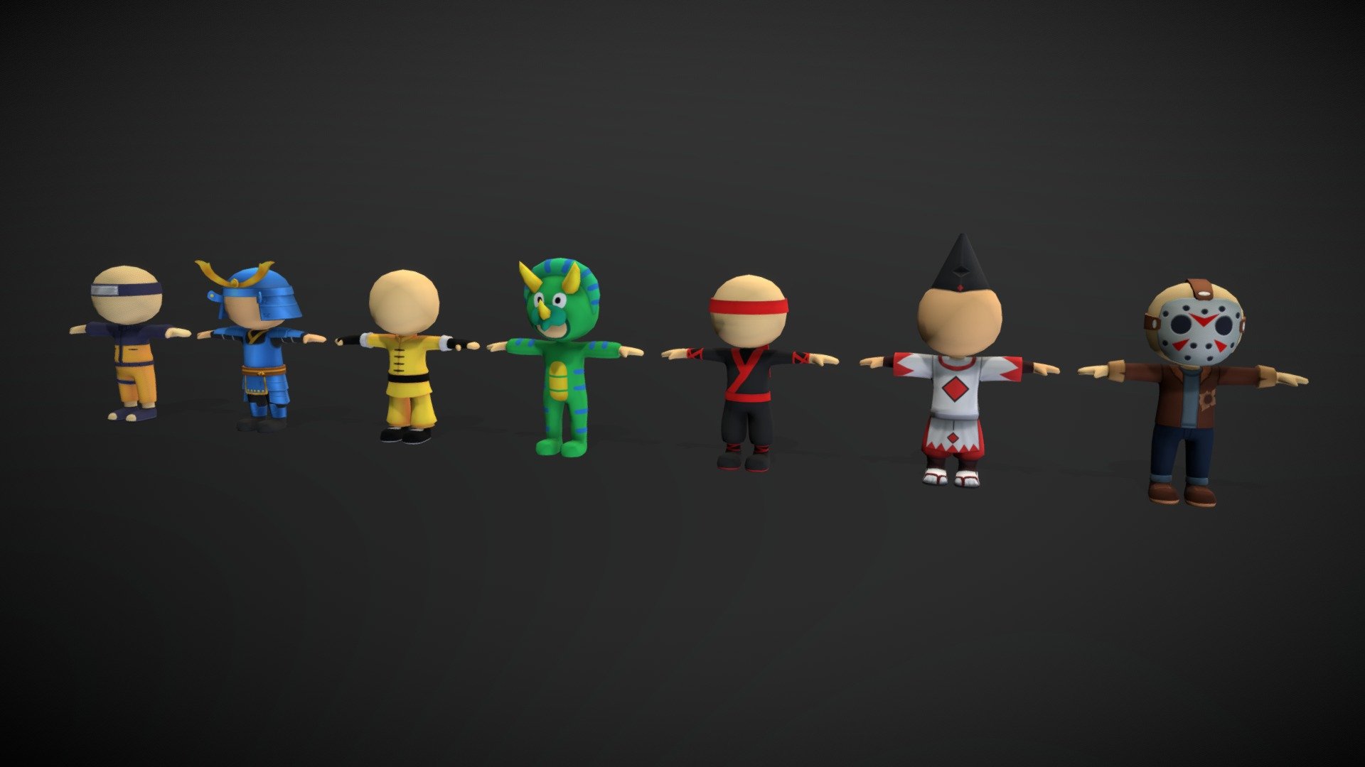 7 Character Lowpoly Ready for Game

T-pose for rigging

7 Texture map  ( 512 x 512 )

***Contact me: ntdat3d@gmail.com *** - Character Lowpoly - Buy Royalty Free 3D model by CasualSell 3d model