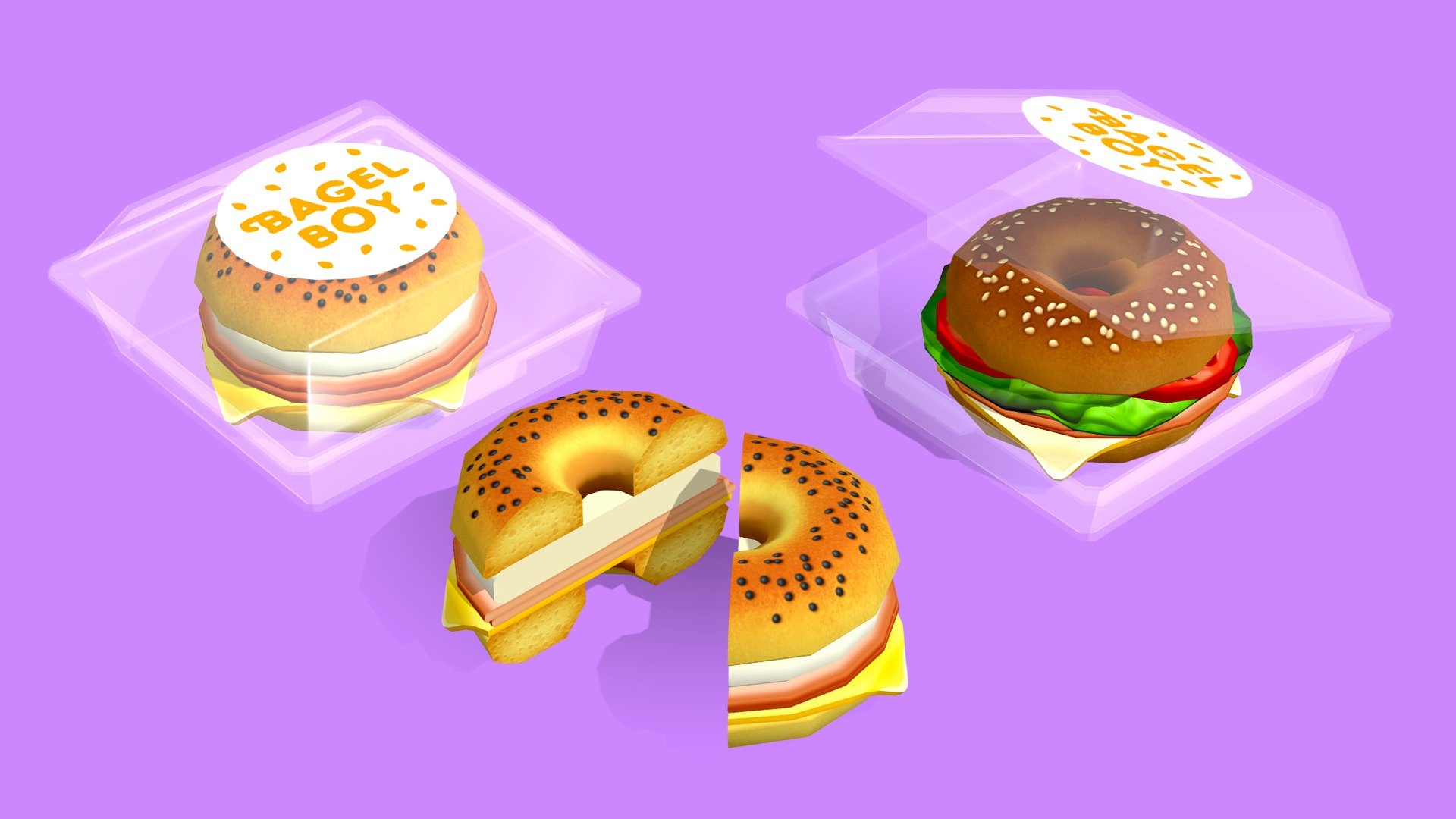 They're sandwiches with 50% more bread! The perfect addition to your next cafe or fast food game!




Two different kinds of bagel sandwiches to choose from - breakfast sandwich and deli sandwich 

Includes plastic sandwich container 

Each sandwich is comprised of two halves that perfectly snap into a whole sandwich - modular and customizable 

This asset uses a single 1024x1024 diffuse texture maps and can be used both lit and unlit - perfect for mobile! 

Modeled in Maya and painted in Photoshop.

While you’re here make sure to check out my other assets! They are all modeled and painted in the same style so your game or project will maintain a cohesive and unique style with a wide variety of assets to choose from! - Bagel Sandwiches - Buy Royalty Free 3D model by Megan Alcock (@citystreetlight) 3d model