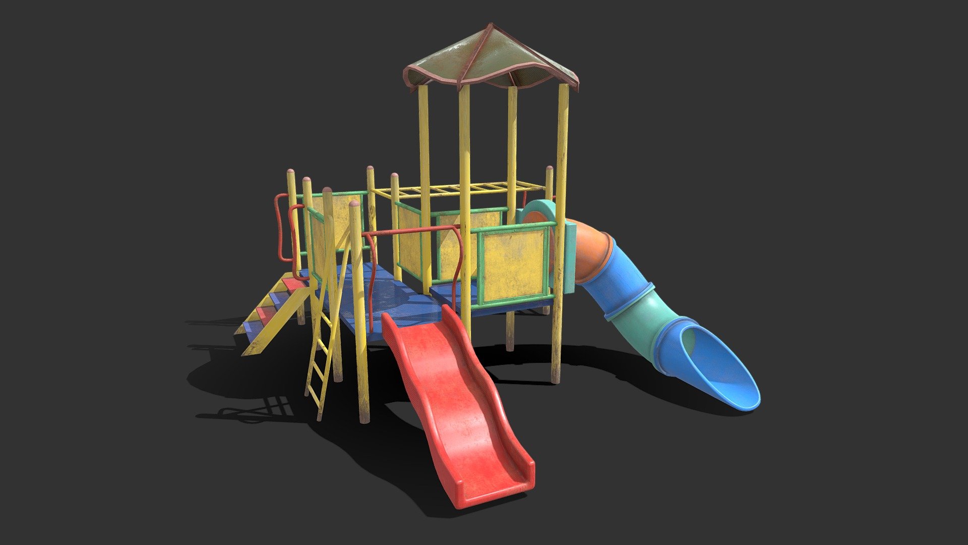 a playground that i did based on an image reference i saw from google - Abandoned Playground - Buy Royalty Free 3D model by Ahmad Azizi (@azizi16) 3d model